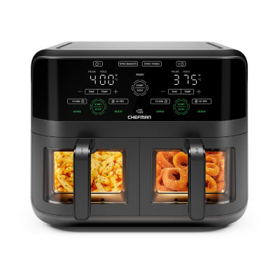 Chefman TurboFry Touch Dual Air Fryer, Maximize The Healthiest Meals With  Double Basket Capacity, One-Touch Digital Controls And Shake Reminder For