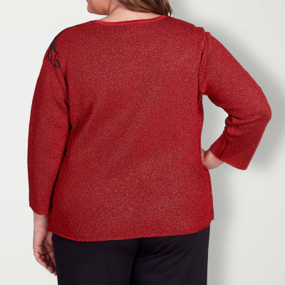 Alfred Dunner Classics Womens Plus Crew Neck 3/4 Sleeve Floral Layered  Sweaters | Hawthorn Mall