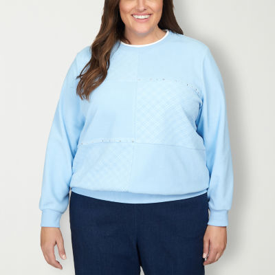 Alfred Dunner Plus Classics Womens Crew Neck Long Sleeve