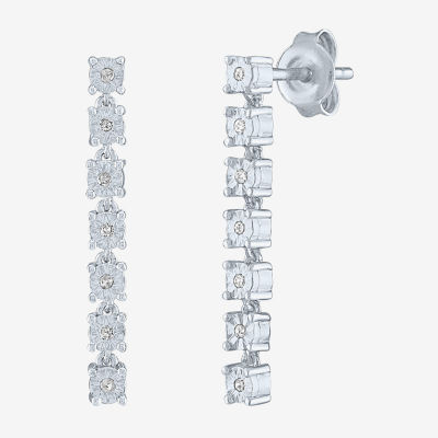 Yes, Please! 1/10 CT. T.W. Mined White Diamond Sterling Silver Drop Earrings