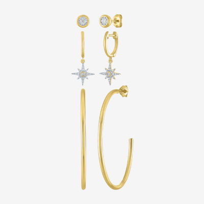 Diamond Addiction North Star (G-H / Si2-I1) 1/7 CT. T.W. Lab Grown White Diamond 14K Gold Over Silver Sterling Silver Star Earring Set