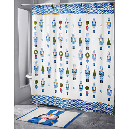 Avanti Nutcracker Trellis Shower Curtain, One Size, Blue