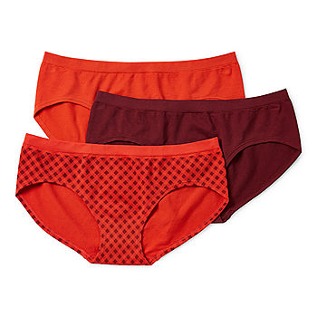 Arizona Body 3-pc. Seamless Multi-Pack Hipster Panty, Color: Red Gigi Plaid  - JCPenney