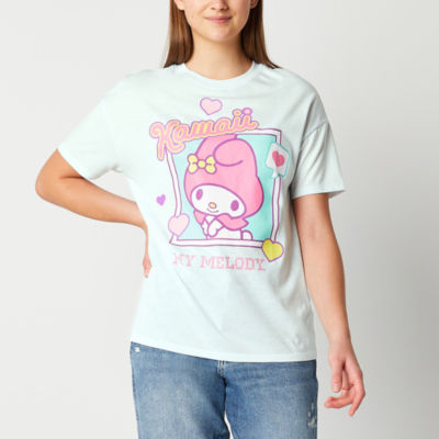 Juniors Womens Round Neck Short Sleeve Hello Kitty Graphic T-Shirt