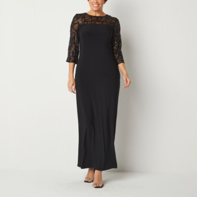 Maya Brooke 3/4 Sleeve Embellished Evening Gown