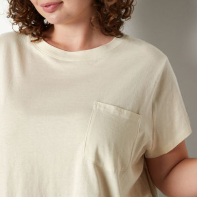 a.n.a Womens Plus Round Neck Short Sleeve T-Shirt