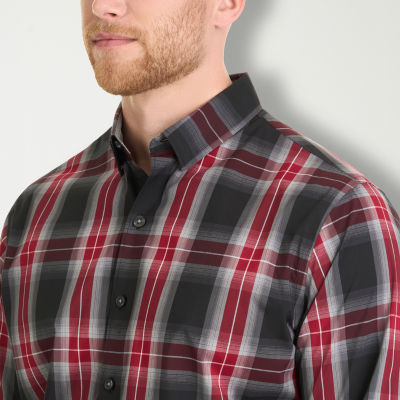 Van Heusen Big and Tall Mens Regular Fit Long Sleeve Plaid Button-Down Shirt