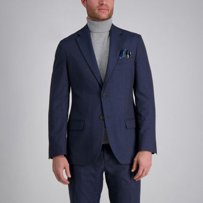 Haggar Mens Stretch Fabric Classic Fit Suit Jacket, Color Blue Heather