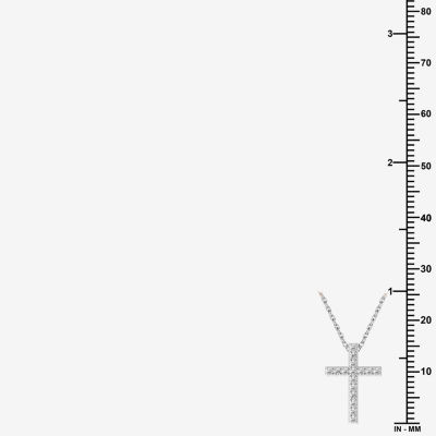 Yes, Please!, (G/I2) Womens 1/10 CT. T.W. Lab Grown White Diamond Sterling Silver Cross 18 Inch Pendant Necklace