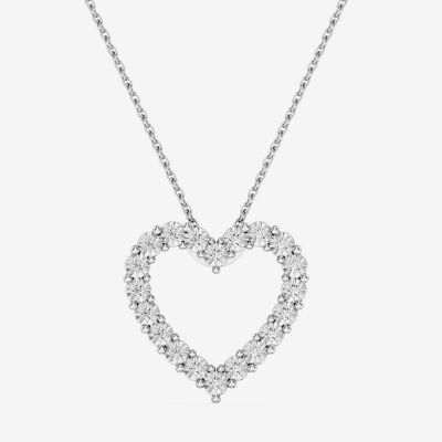 "Yes, Please! (Si1-Si2, G) Womens 1/4 CT. T.W. Lab Grown White Diamond Sterling Silver Heart 18 Inch Pendant Necklace