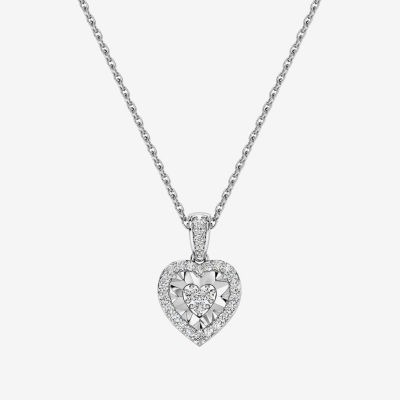 Yes, Please! (G/Si1-Si2) Womens 1/4 CT. T.W. Lab Grown White Diamond Sterling Silver Heart Pendant