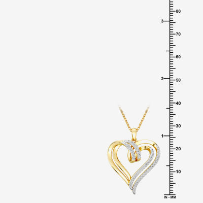 Yes, Please!, (G/Si1-Si2) Womens 1/4 CT. T.W. Lab Grown White Diamond 14K Gold Over Silver Heart 18 Inch Pendant Necklace