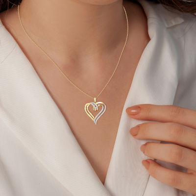 Yes, Please!, (G/Si1-Si2) Womens 1/4 CT. T.W. Lab Grown White Diamond 14K Gold Over Silver Heart 18 Inch Pendant Necklace