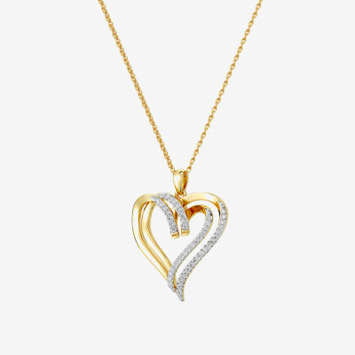 Yes, Please!, (G/Si1-Si2) Womens 1/4 CT. T.W. Lab Grown White Diamond 14K Gold Over Silver Heart 18 Inch Pendant Necklace