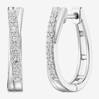 Yes, Please! (G, Si1-Si2) Womens 1/4 CT. T.W. Lab Grown White Diamond Sterling Silver 19.2mm Hoop Earrings