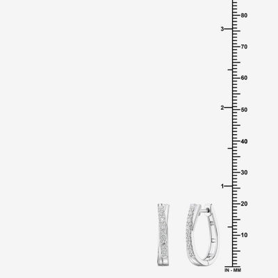 Yes, Please! (G, Si1-Si2) Womens 1/4 CT. T.W. Lab Grown White Diamond Sterling Silver 19.2mm Hoop Earrings