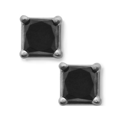 1/2 CT.T.W. Color-Enhanced Black Diamond Princess-Cut Stud Earrings