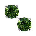 1 CT. T.W. Color-Enhanced Green Diamond Stud Earrings