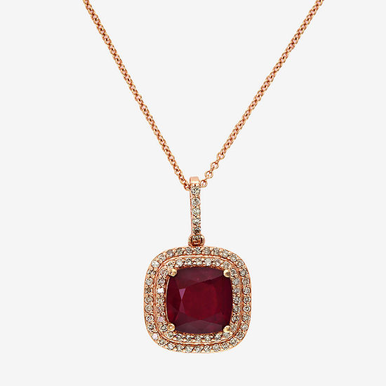 LIMITED QUANTITIES! Effy Final Call Womens Lead Glass-Filled Red Ruby 14K Gold Pendant Necklace