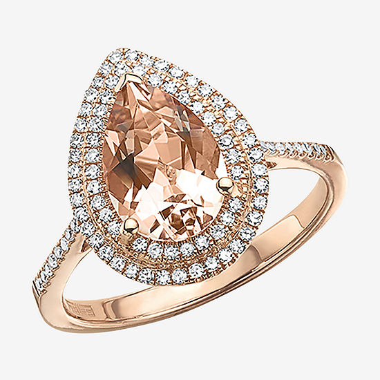 LIMITED QUANTITIES! Effy Final Call Womens Genuine Pink Morganite & 1/4 CT. T.W. Genuine Diamond 14K Rose Gold Cocktail Ring