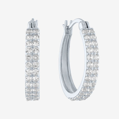 Limited Time Special! Lab Created White Sapphire Sterling Silver 18mm Hoop Earrings