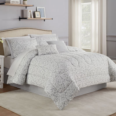 Waverly Dashing Damask 6-pc. Damask + Scroll Midweight Comforter Set ...