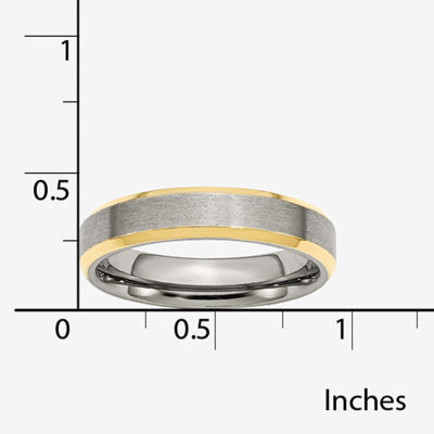 Mens 5mm Stainless Steel Yellow Ion-Plated Wedding Band