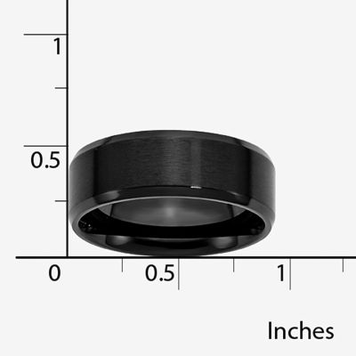 Mens 8mm Black Ion-Plated Stainless Steel Wedding Band