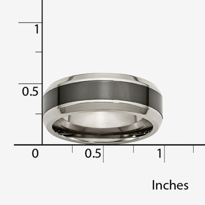 Mens 7.5Mm Titanium & Black Ceramic Wedding Band