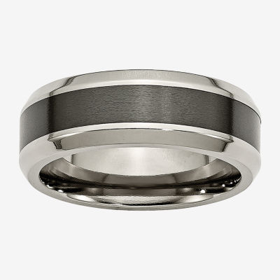 Mens 8Mm Titanium & Black Ceramic Wedding Band