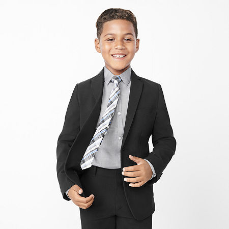 Van Heusen Little & Big Boys Point Collar Long Sleeve Shirt + Tie Set, Small (8), Gray