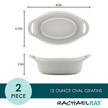 Rachael Ray Solid Glaze Ceramics AU Gratin Bakeware/Baker Set, Rectangular, 2 Piece, Teal