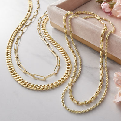 10K Gold 24 Inch Hollow Curb Chain Necklace