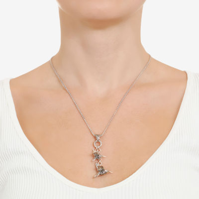 Bali Inspired Womens Sterling Silver Hummingbird Pendant Necklace