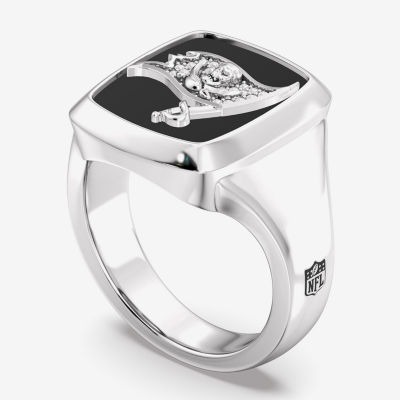 Mens Diamond Accent Genuine Black Onyx Sterling Silver Fashion Ring