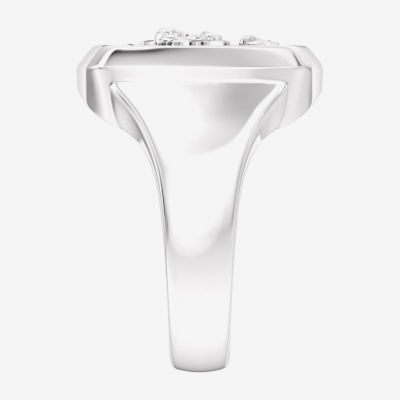 True Fans Fine Jewelry Mens Diamond Accent Genuine Black Onyx Sterling Silver Fashion Ring