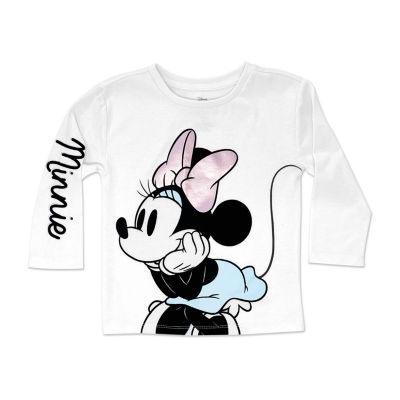 Toddler Girls Crew Neck Long Sleeve Minnie Mouse Graphic T-Shirt