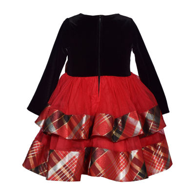 Bonnie Jean Toddler Girls Long Sleeve Velvet Fit + Flare Dress