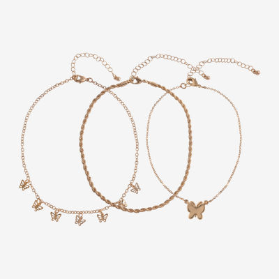 Arizona Gold Tone 3-pc. 12 Inch Link Butterfly Necklace Set