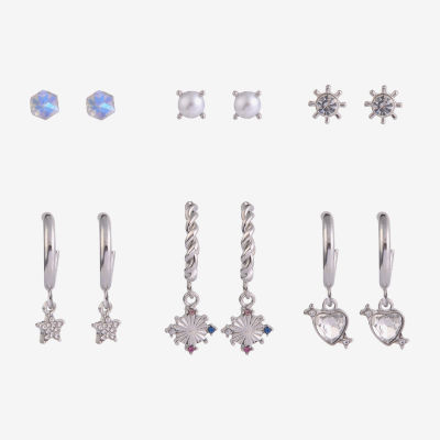 Arizona Silver Tone Womens Star 6 Pair Earring Set