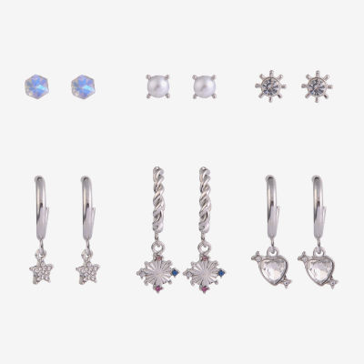 Arizona Silver Tone 6 Pair Star Earring Set