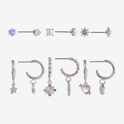 Arizona Silver Tone Womens Star 6 Pair Earring Set