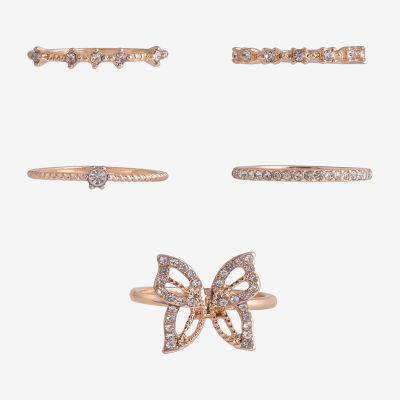 Arizona Gold Tone Womens Butterfly Ring Set