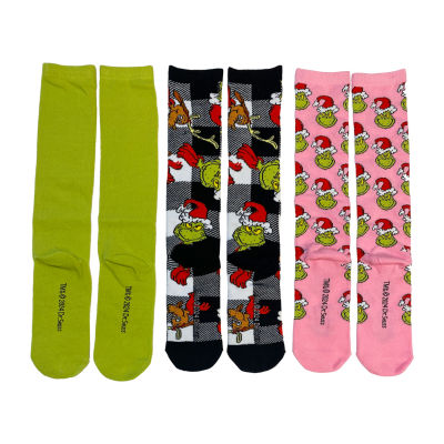 3 Pair Grinch Knee High Socks Unisex Adult