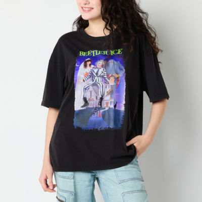 Juniors Beetlejuice The Movie Oversized Tee Womens Crew Neck Short Sleeve Beetlejuice Graphic T-Shirt