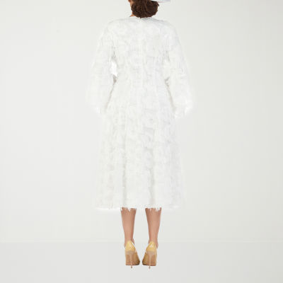 Giovanna Signature Womens Midi Square Neck Long Sleeve A-Line Dress