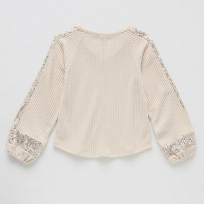 Eyeshadow Big Kid Girls V Neck Long Sleeve T-Shirt