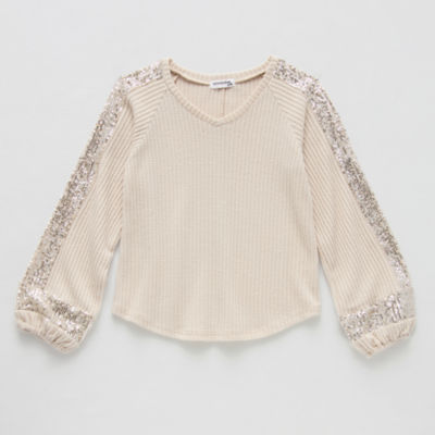 Eyeshadow Big Girls V Neck Long Sleeve T-Shirt