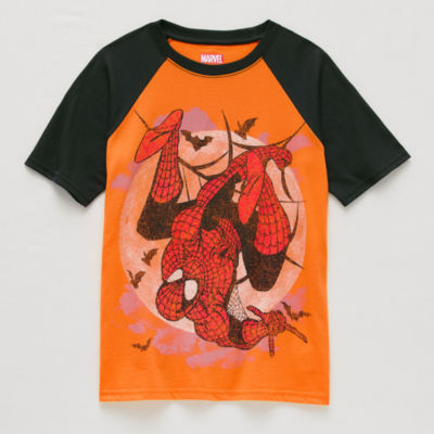 Disney Collection Little & Big Boys Crew Neck Short Sleeve Halloween Spiderman Graphic T-Shirt