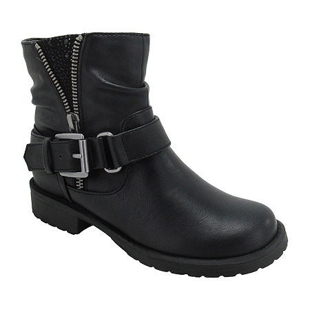 Pop Little & Big Girls Tali Flat Heel Booties, 2 Medium, Black